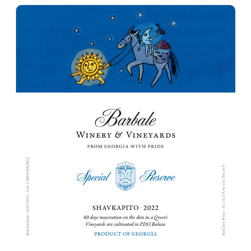 Barbale Shavkapito Special Reserve Bolnisi PDO